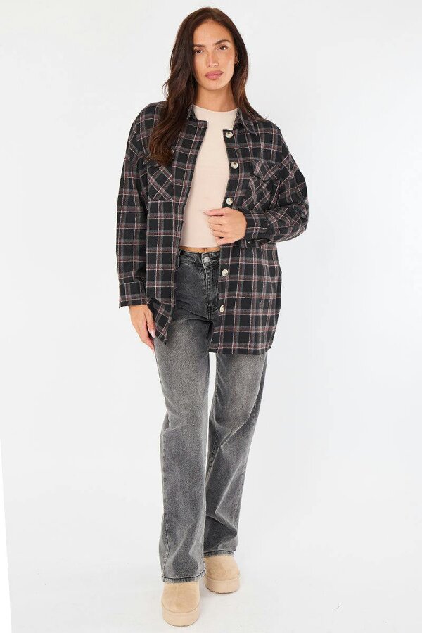Elaina Fashion Oversized Checkered Shirt
