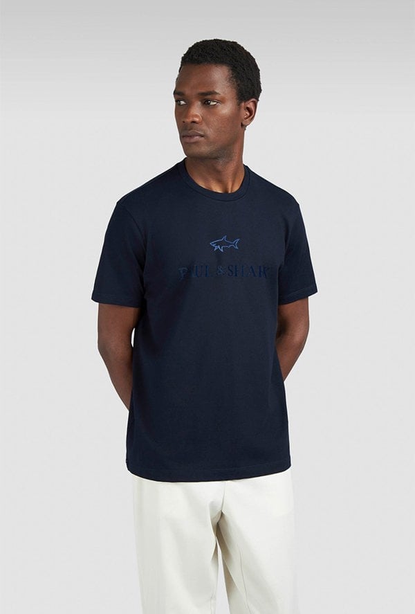 Paul & Shark Cotton Jersey T-Shirt with Logo Print