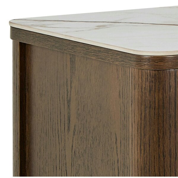 Wyld Haus Cork  Oak Veneer Sideboard with Cream Ceramic Top 2 Doors 2 Drawers