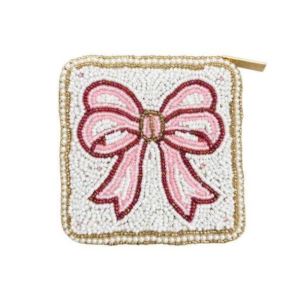 Gold Trip Bow Beaded Coin Purse