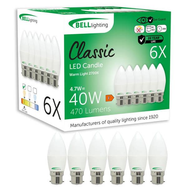 BELL Lighting B22 Bayonet LED Candle 4.7W Energy Saving Light Bulbs