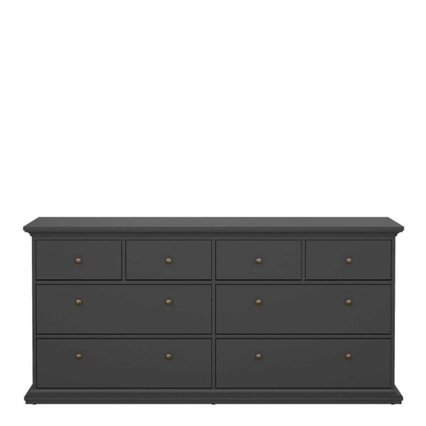 Wyld Haus Osaka Farmhouse Dark Grey Wide Wooden Chest 8 Drawers