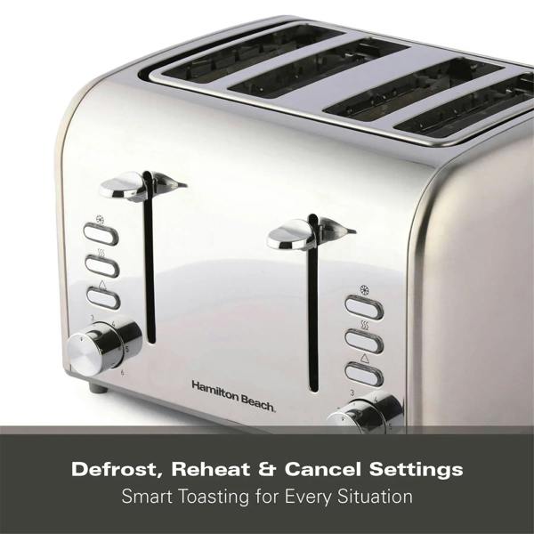 Hamilton Beach Rise Stainless Steel 4 Slice Toaster - Brushed & Polished