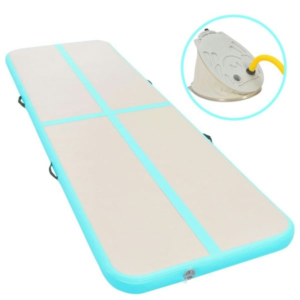 Berkfield Inflatable Gymnastics Mat with Pump 300x100x10 cm PVC Green