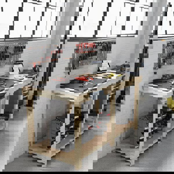 Arbor Garden Solutions Wooden Workbench Eucalyptus Hardwood Top Depth-3ft