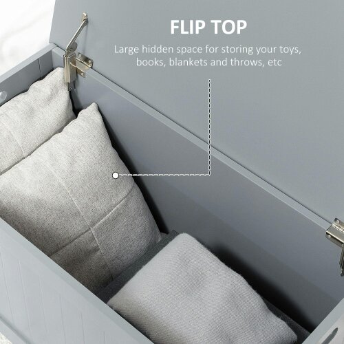 Wyld Haus Vekasa Grey Toy and Blanket Storage Chest With Safety Hinged Lid