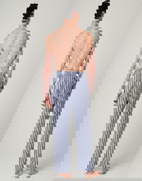 British Boxers Men's Crisp Cotton Pyjama Trousers – Navy Spark Stripe