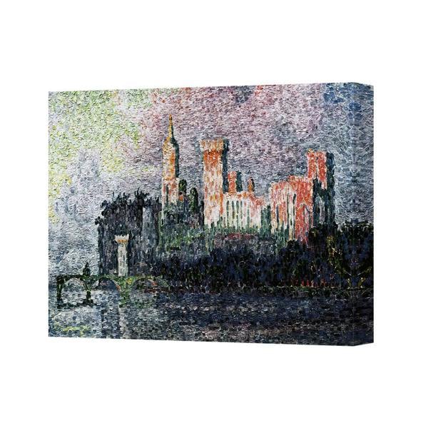 Benjamin Tate Design City Skyline Canvas Wall Art Impressionist Painting With Bridge Over River