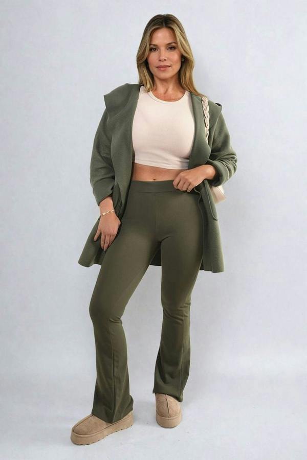 Jessica High Waisted Flare Leg Trouser - Khaki
