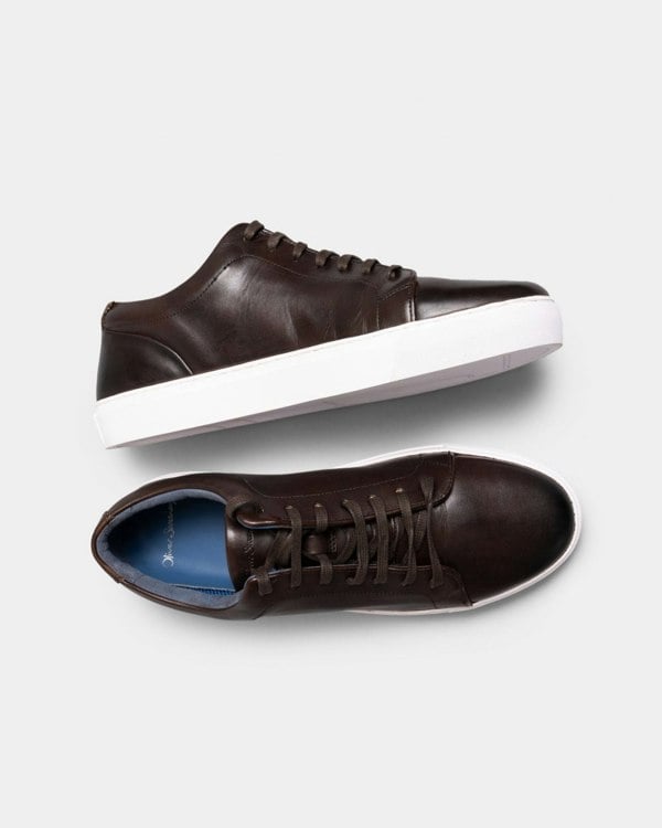 Oliver Sweeney Hayle Antiqued Calf Leather Mens Trainers - Brown