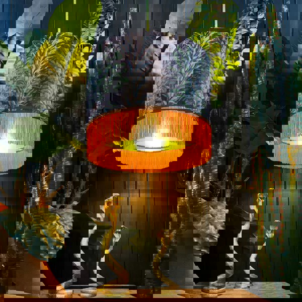 love frankie enchanted woods lampshade with gold lining and fringe in cinnamon