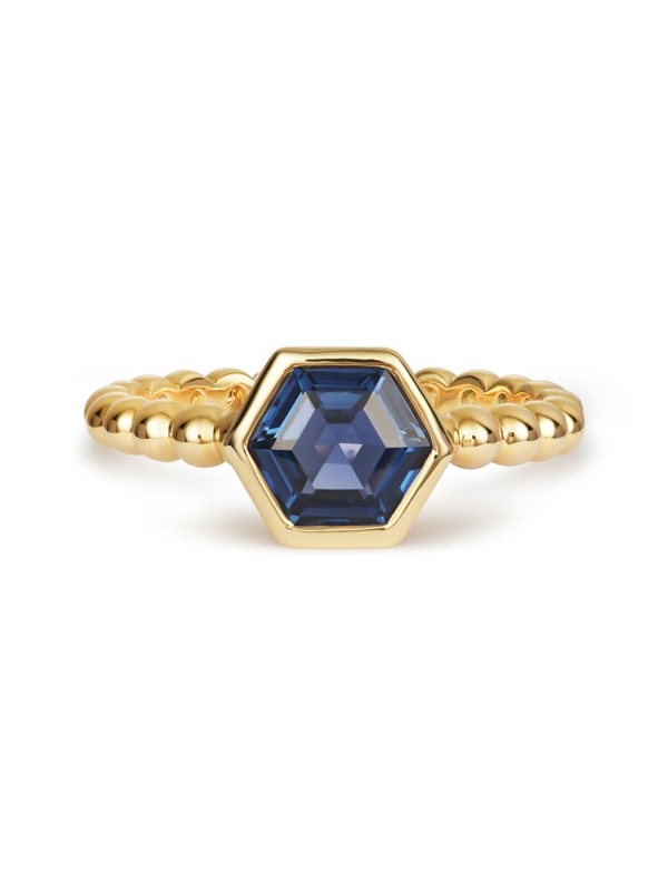 Gemdaia Blue Sapphire Hex Ring