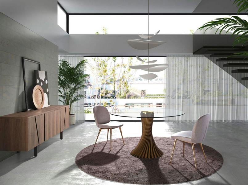 Angel Cerdá Sideboard walnut and black steel 3124