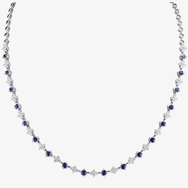 T. H. Baker 18ct White Gold Sapphire & Diamond Fancy Necklace HSN1056(BS)