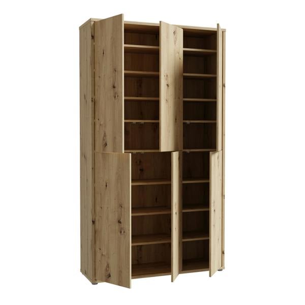 Furniture To Go Alice Springs Shoe Cabinet with 6 Doors Push-to-Open in Artisan Oak