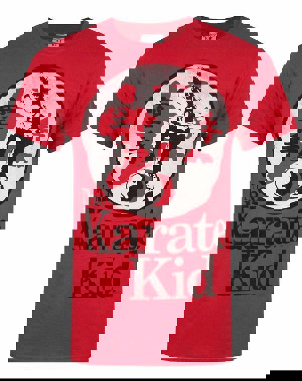 Karate Kid Mens Red Martial Arts Crane Kick Print Short Sleeved T-Shirt