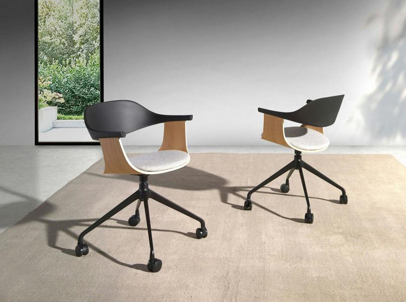 Angel Cerdá Swivel office chair in light grey fabric and black pvc 4130