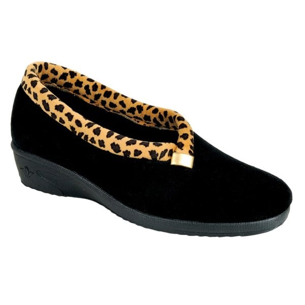 Lunar Womens/Ladies Paloma Leopard Print Slippers - Black