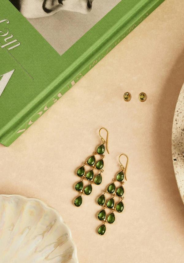 Latelita Erviola Gemstone Cascade Earrings Gold Peridot