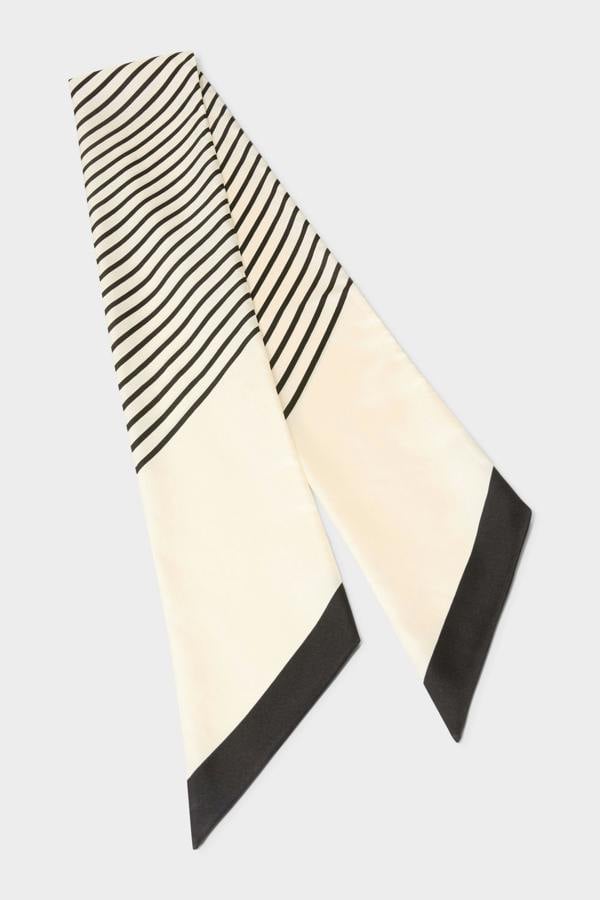 GWD Skinny Black & White Stripe Silk Scarf