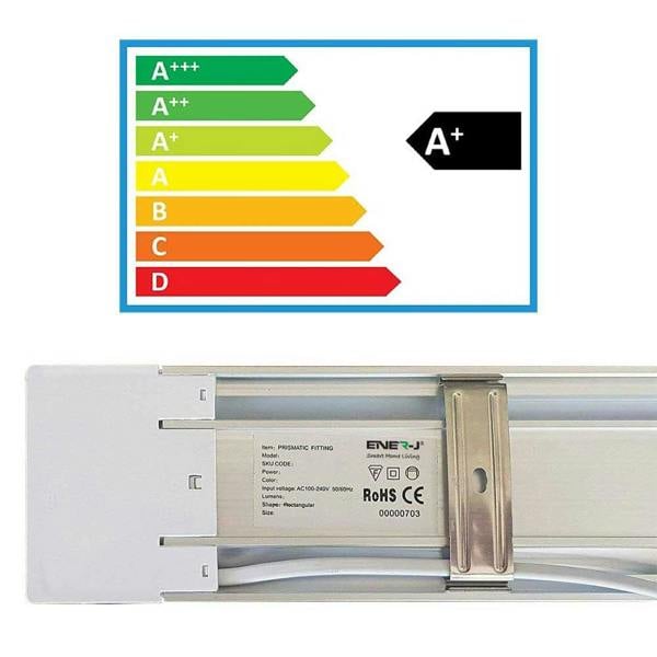 ENER-J Pack of 2 LED Prismatic Battens IP20 18W 60cms 3000K