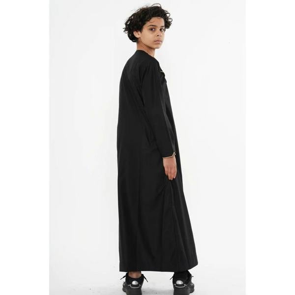 TT-007 - Boy's Emirati Omani Gold Embroidery Thobe - Black - Thobez - 7