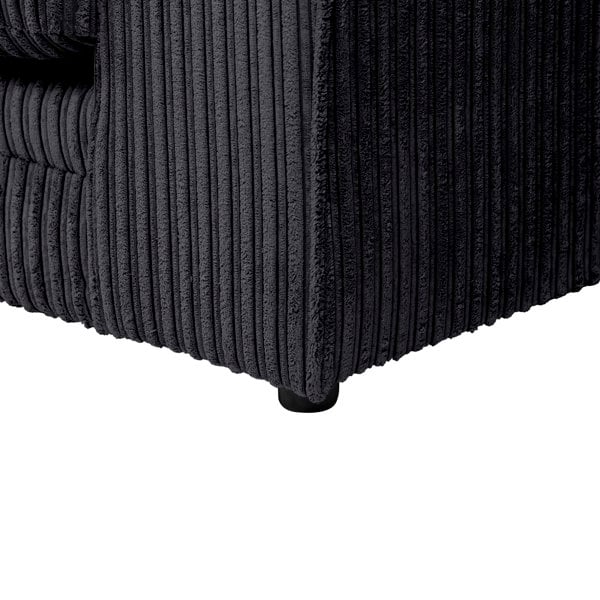 SQUAREBOXX Dylan Jumbo Cord 4 Seater Fabric Corner Sofa in Black