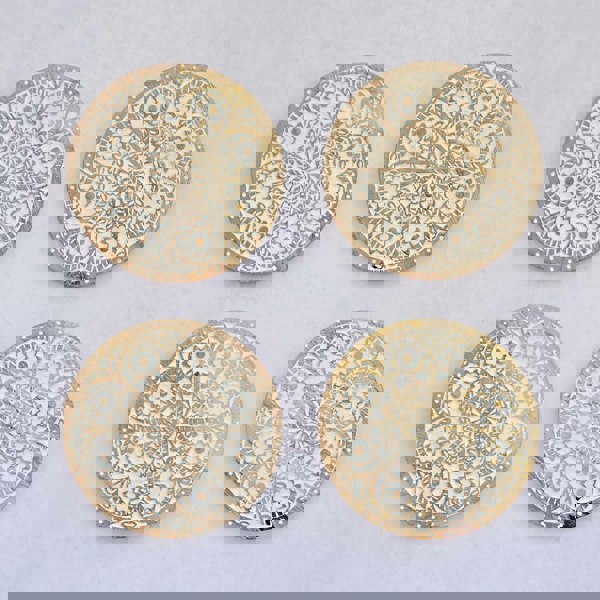 Paper High Round Floral Carved Mango Wood Trivet