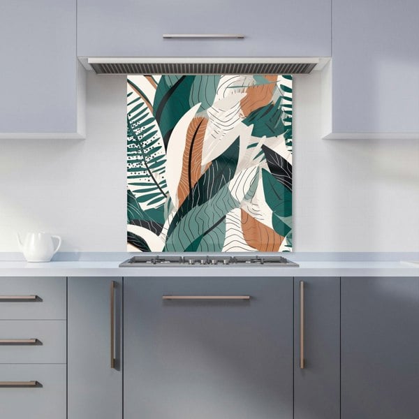 Warren Reed - Designer Autumn Tropical Leaves Green Brown Kitchen Splashback