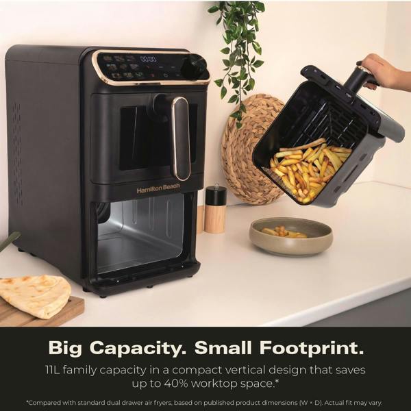 Hamilton Beach DualStack 11L Smart Air Fryer - Black & Brushed Brass