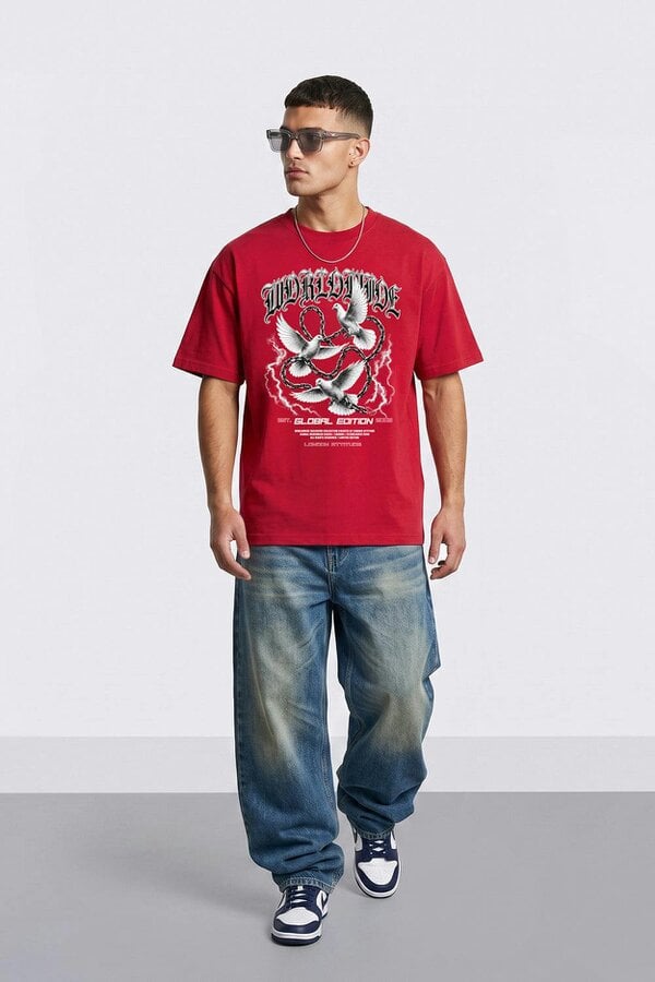 London Attitude Worldwide Global Edition Oversized Heavyweight Graphic T-Shirt