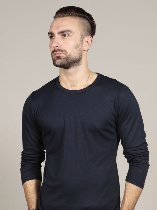 Long Sleeve Crew Neck - Navy Supima T-shirt