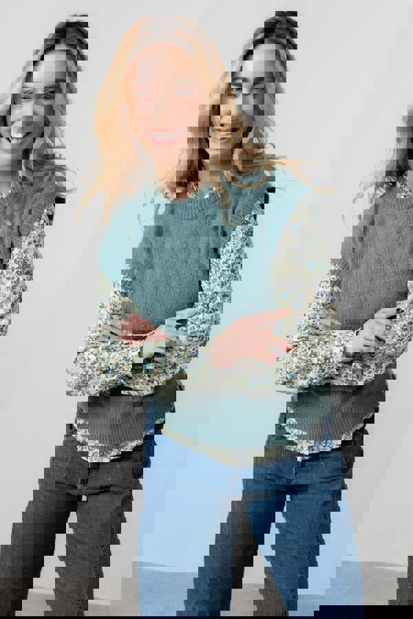 Lily & Me Wallace Pointelle Knit Tank Sea Mist