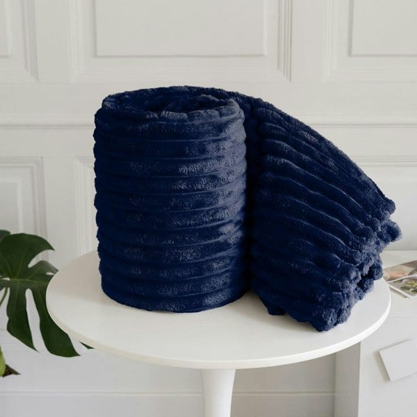 HomeSpace Direct Chunky Cord Navy Blanket/Throw