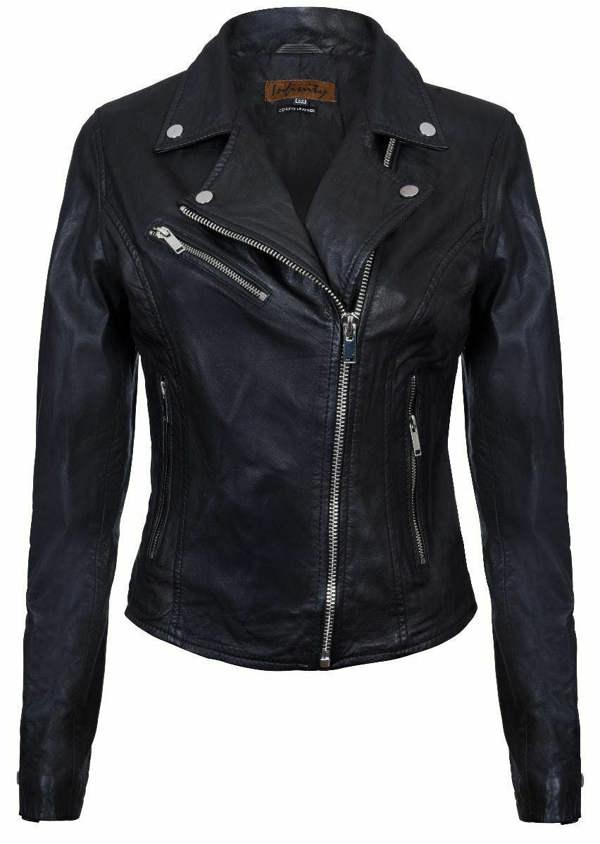 Womens Classic Leather Brando Biker Jacket-Loughton - Upperclass Fashions 