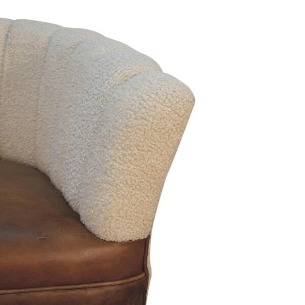 Wyld Haus Olbia Cream Boucle and Buffalo Leather Armchair