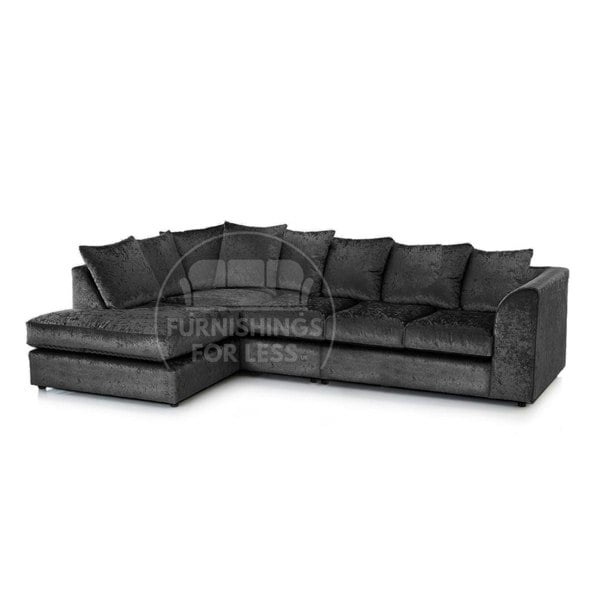 Furnishings For Less Crystal Crushed Velvet Scatter Back 5 Seater L Shaped Corner Sofa