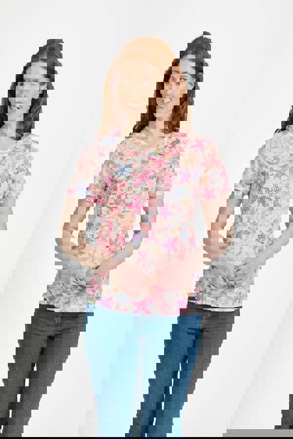 Mudflower Leaf Embellished Burnout Top