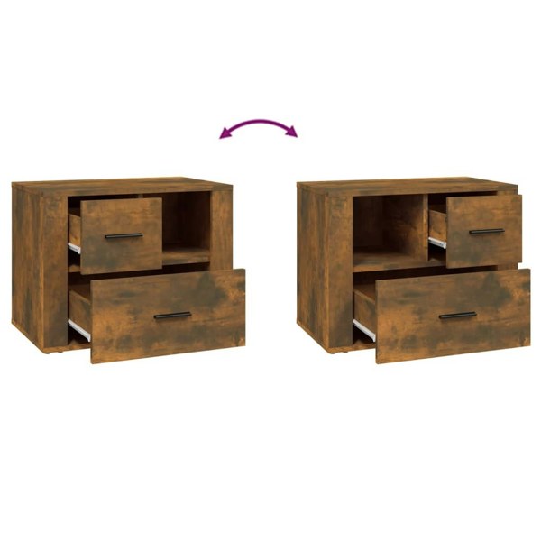 Berkfield Bedside Cabinet Smoked Oak 60x36x45 cm Engineered Wood