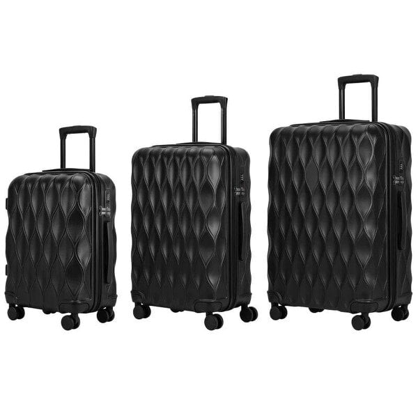 Bobobiy 3-Piece Suitcase Set, Hard Shell Carry On & Checked Luggage Set with TSA Lock, 20/24/28 Inch, Black