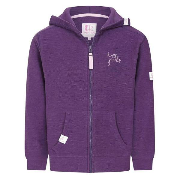 Lazy Jacks Girls Textured Full Zip Hoodie - Loganberry