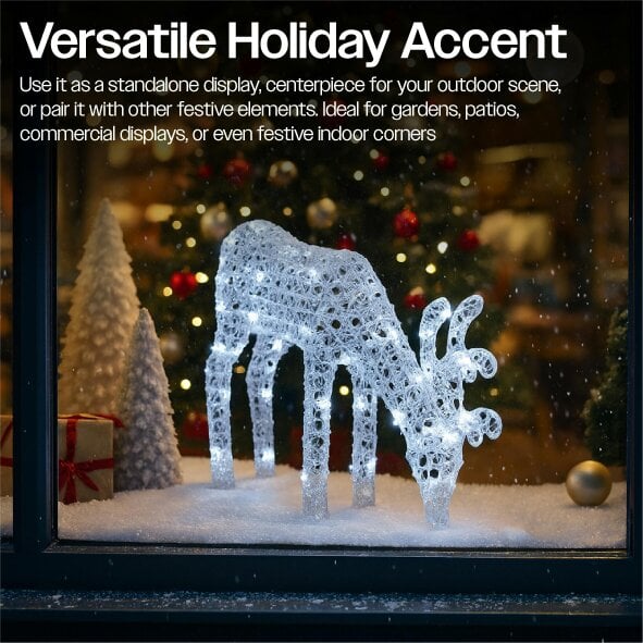 Scotts of Stow Xmas Haus 60CM Acrylic LED Deer Christmas Holiday Festive Decoration