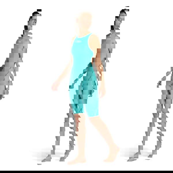 Arena Girls Powerskin ST NEXT open back swimsuit in aquamarine blue with recycled materials