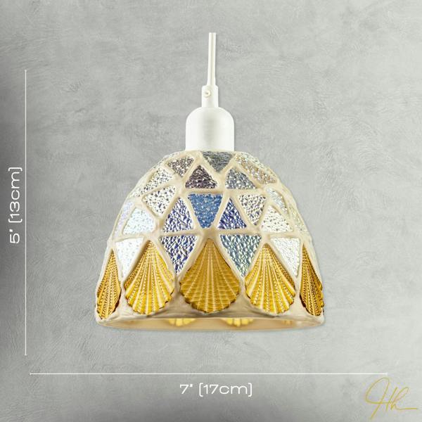 Dome Shaped Pendant Ceiling Light Shade with Structured Mosaic Glass Image 7