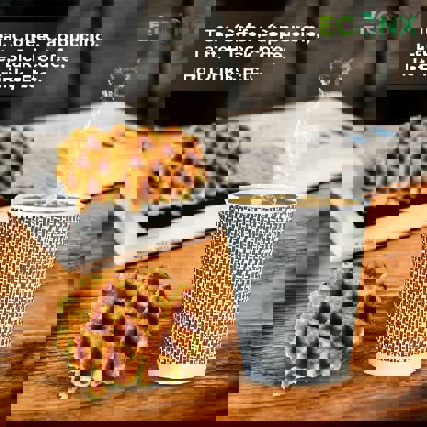 ECONX 8oz Coffee Paper Cup VIP Designed 3PLY Disposable Coffee Cup for Takeaway Hot Drinks Black