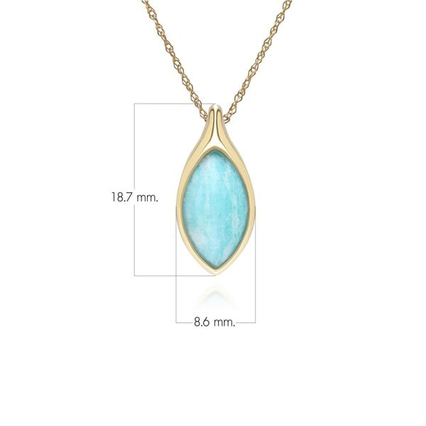 Gemondo Classic Marquise Amazonite Pendant Necklace in 9ct Yellow Gold