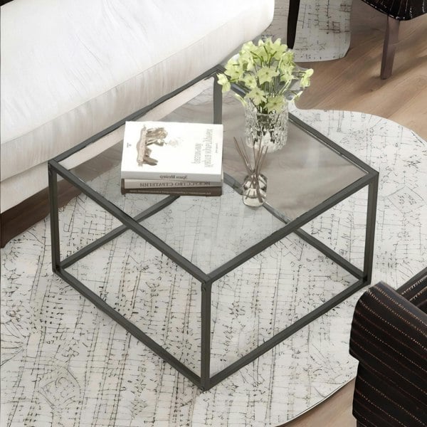 Rafaelo Mobilia Square Glass Coffee Table With Black Legs