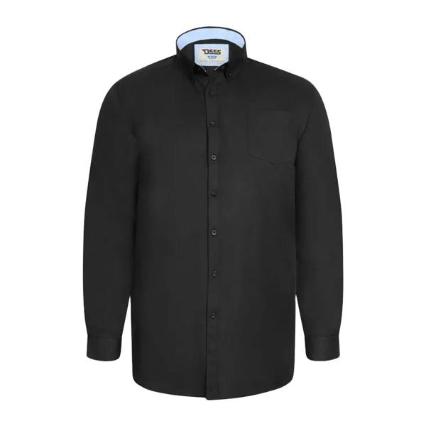 Duke Mens D555 Richard Oxford Kingsize Tall Long-Sleeved Shirt - Black - 