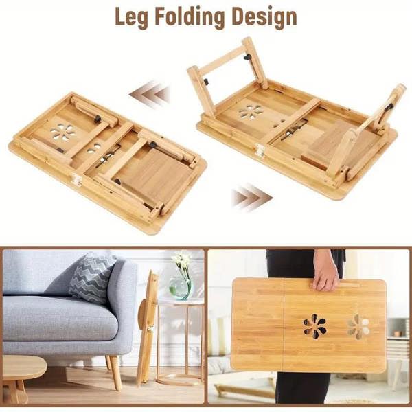Dyzi Bamboo Portable Laptop Desk Adjustable Height & Angle Stand