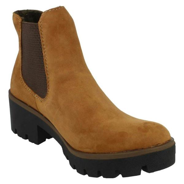 Rieker Ladies Rieker Chunky Gusset Detailed Heeled Ankle Boots 79265